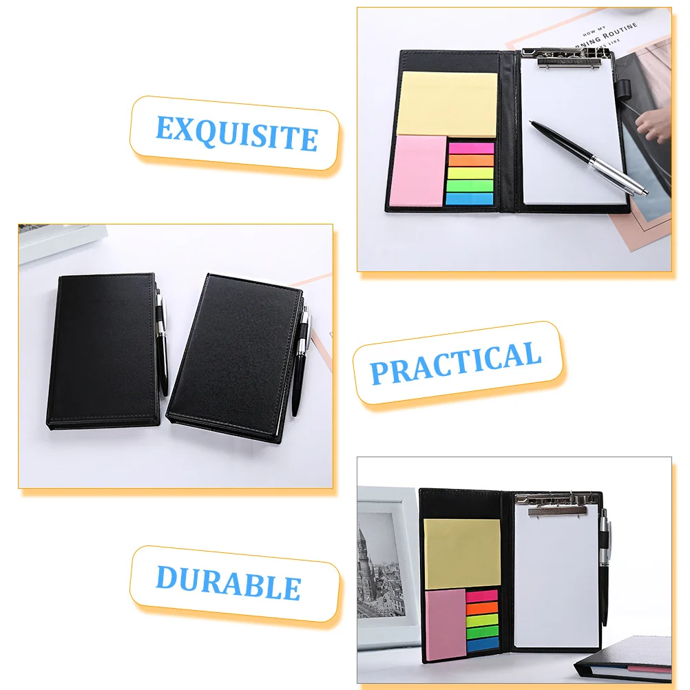 1세트 스티키 메모 패드 컬러 페이지 탭 노트북 PU 커버 사무실 학교 용품 다용도 접착 메모 리마인더