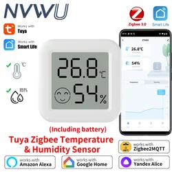 Tuya zigbee 3.0 sensor de umidade temperatura app termômetro controle remoto via vida inteligente para trabalho em casa inteligente com yandex alexa