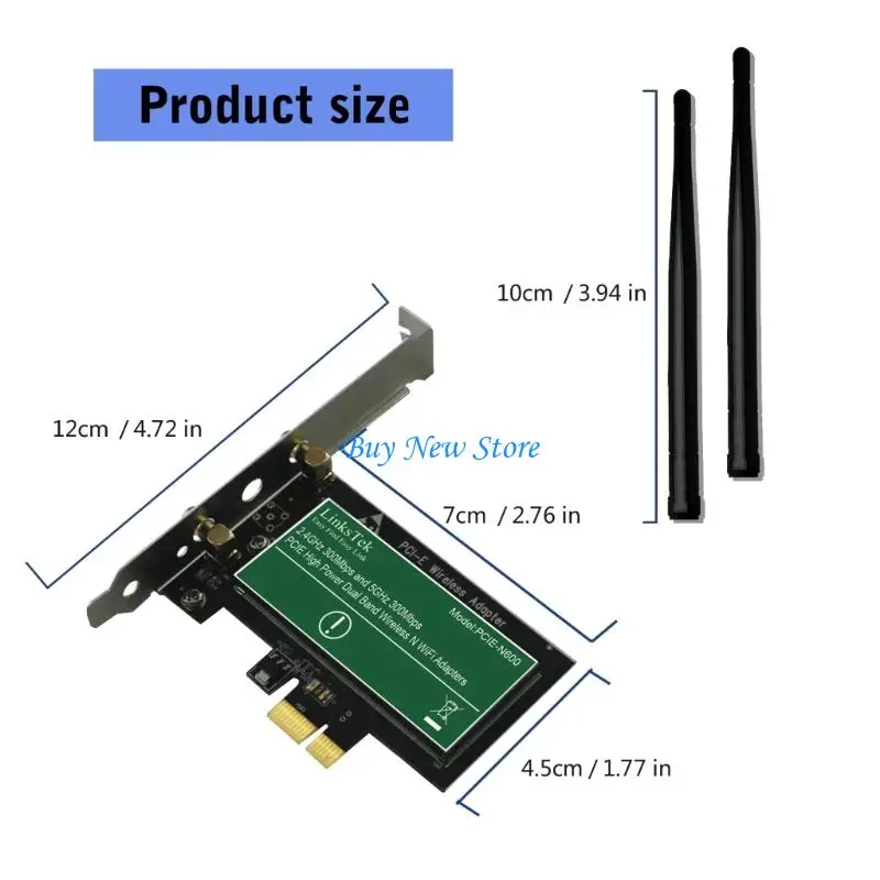 Placa WIFI 20CE Placa sem fio PCIE 2.4G + 5Ghz 300Mbps para melhor conectividade desktop