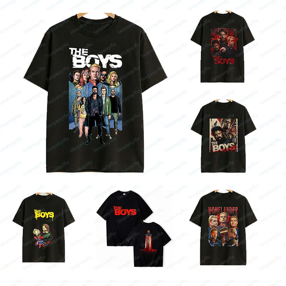 Summer American The Boys TV Show The Seven Homelander Cotton T-Shirts Party Clothes Boyz Vintage Unisex Fans Gift Streetwear Tee