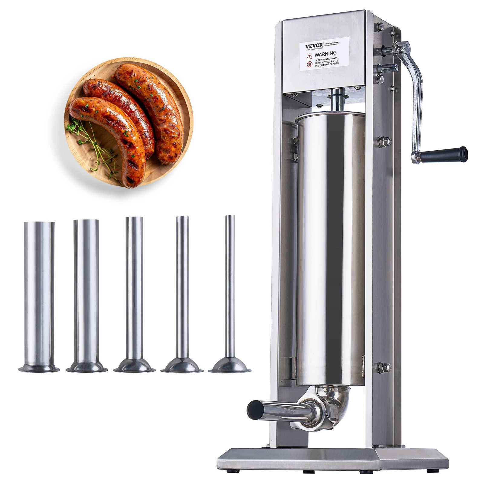 VEVOR Manual Sausage Stuffer 7 L / 15 LBS Vertical Food-Grade 304 Stainless Steel for Home Kitchen Restaurant 23.2lbs