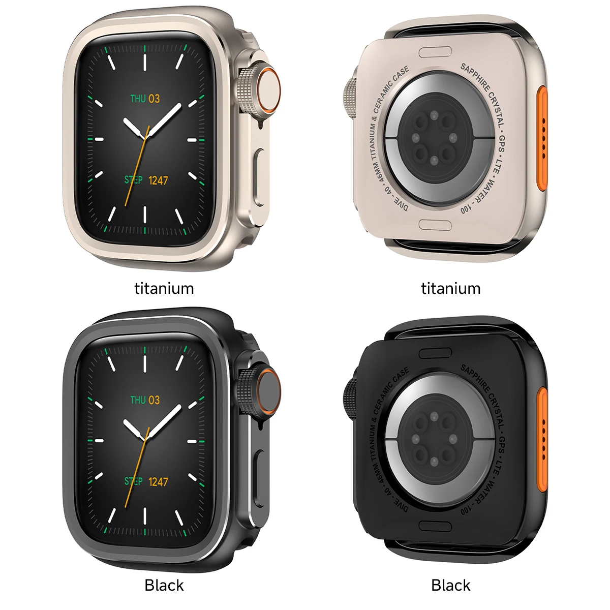 حافظة معدنية ممتصة للصدمات لساعة أبل 10 46 مللي متر غطاء إطاري حامي لسلسلة iWatch 10 9 8 7 6 5 SE تغيير إلى الترا 2 49 مللي متر تيتانيوم