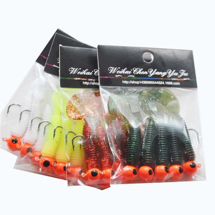 Fishing Lure Soft Bait 1.75g 3.5g  Jig Head Worm Barbed Hooks 6-7 Pieces/Bag Fish Bait Jigs Artificial Lures