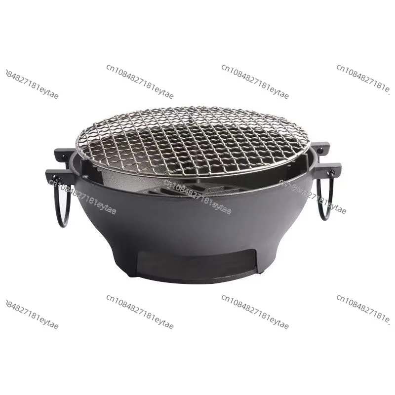 Cast Iron Household Tea Round  Charcoal Outdoor Multifunctional Outdoor Grill Camping