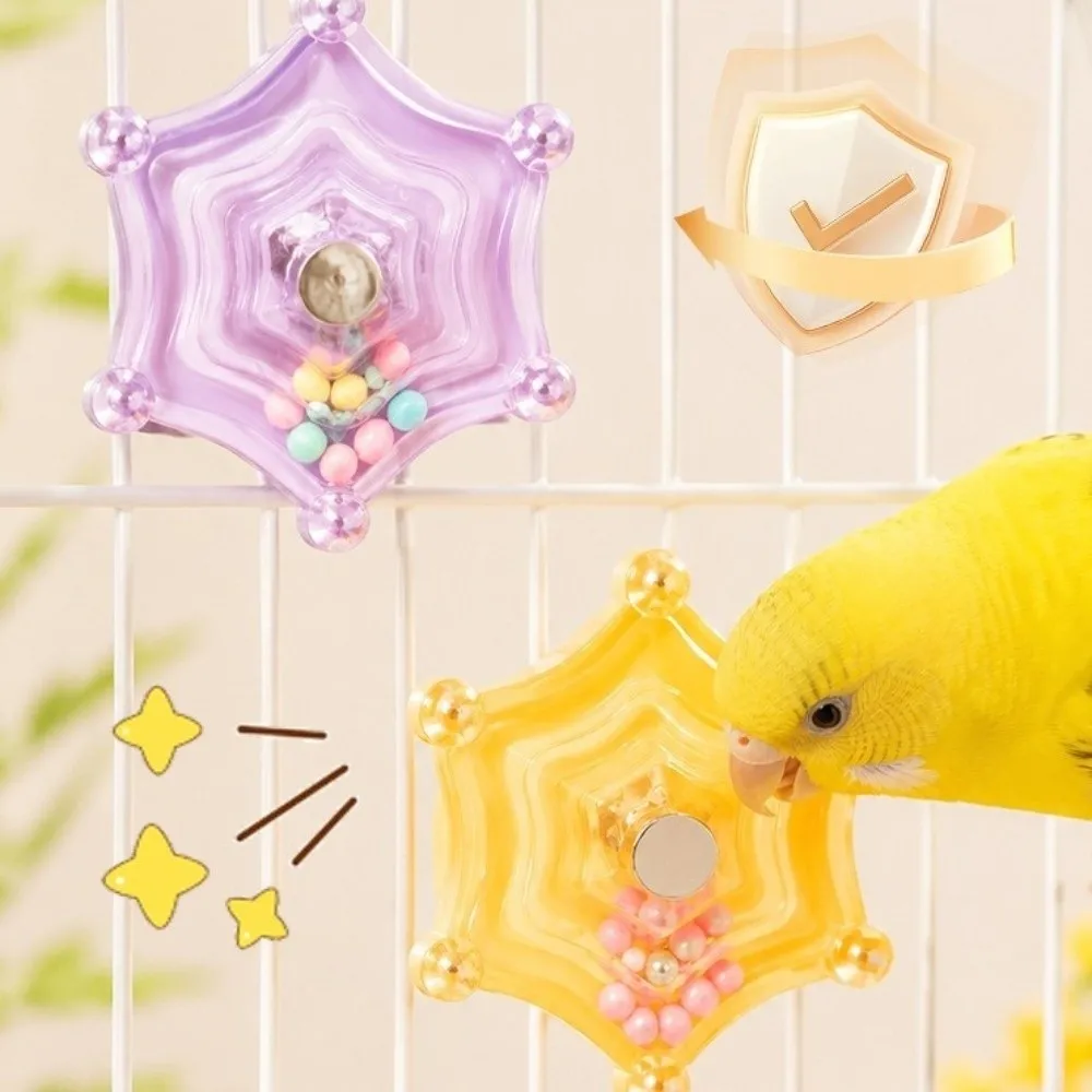 Colorful Beads Parrot Spinning Enrichment Plastic Bite Resistant Birdcage Chewing Puzzle Star Shape Thickened