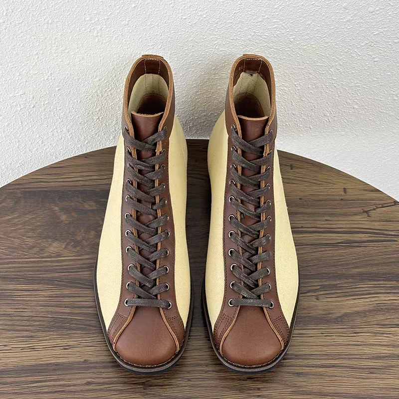 New Handmade Autumn Winter Men Cow Leather Ankle Boots High Quality Shoes Outdoor Tooling Boots Business Desert Motorcycle Boots