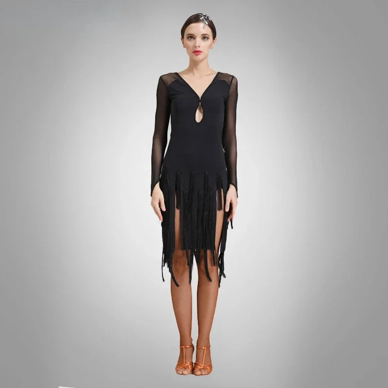Abito da ballo latino Abiti da competizione per sala da ballo Tango Costumi di salsa per adulti Tango Cha-Cha Abiti da pratica femminile professionale