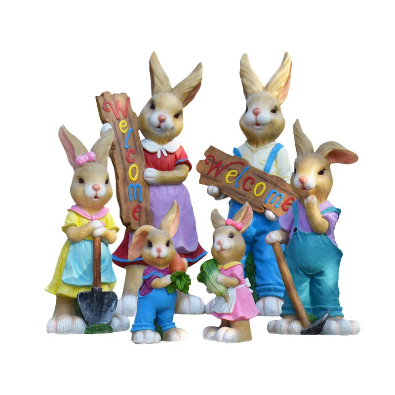 

Cartoon rabbit ornament outdoor fiberglass resin animal sculpture garden landscape garden kindergarten courtyard decoration