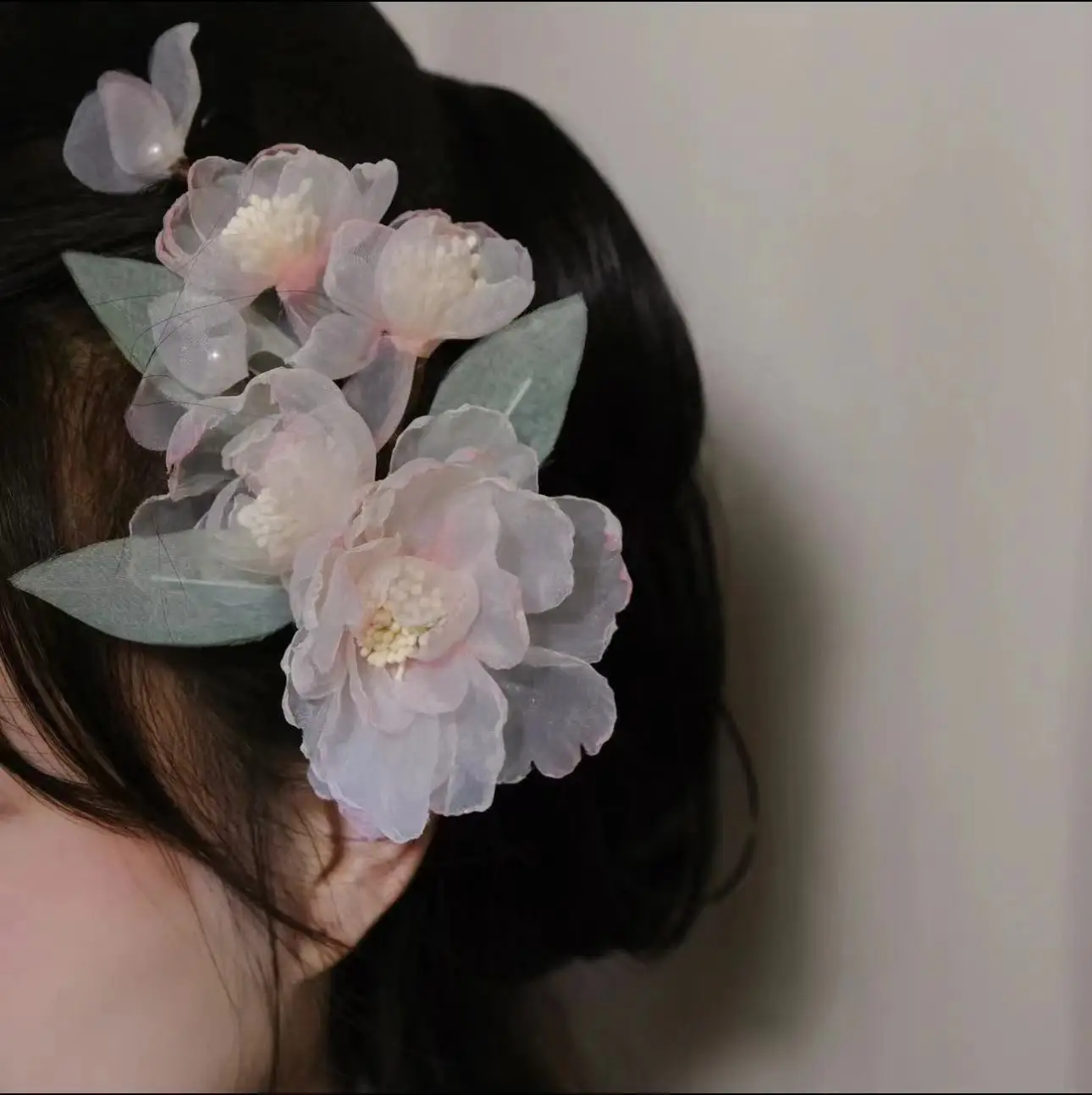 Original design handmade antique hairpin silk yarn flower head flower fairy hairpin hair accessories makeup Hanfu headgear