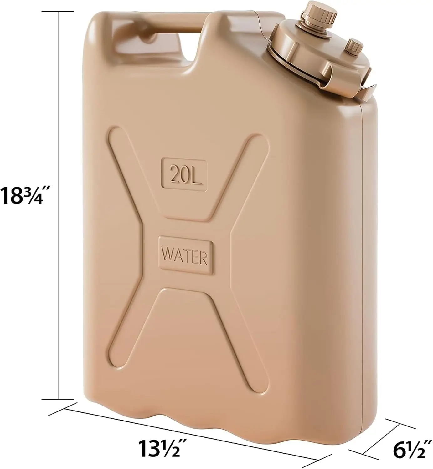 Récipient à eau portable de style militaire, récipient en plastique sans BPA, stockage pour le camping, l'extérieur et les urgences, 20 litres, 5 gallons