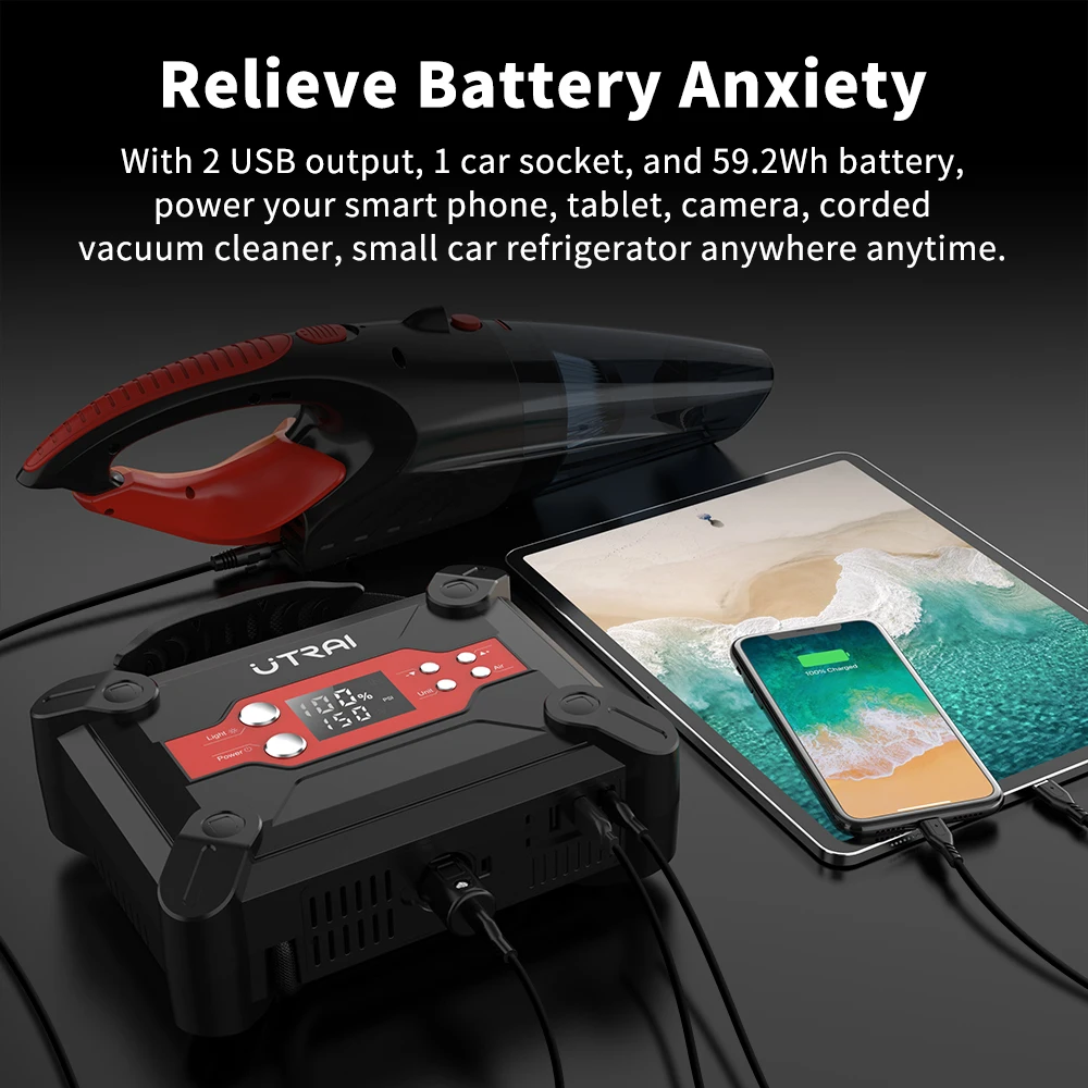 Utrai 1800a 4 in 1 Auto Starthilfe mit Luft kompressor Power Bank tragbare Not batterie Booster Start gerät für Autos