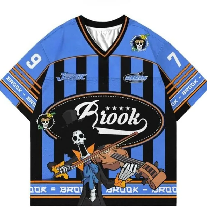 

Jersey One Piece Oversize Anime Y2k Korean Style Kpop Baseball Hockey T-shirt Fashion Streetwear Anime Daily Unisex Tops Tees