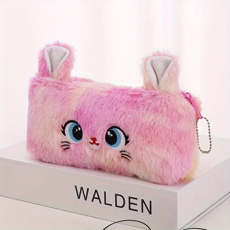 Creative Cute Cat Student Wallet for Teenagers, Simple Cartoon Large-Capacity Zipper Coin Purse