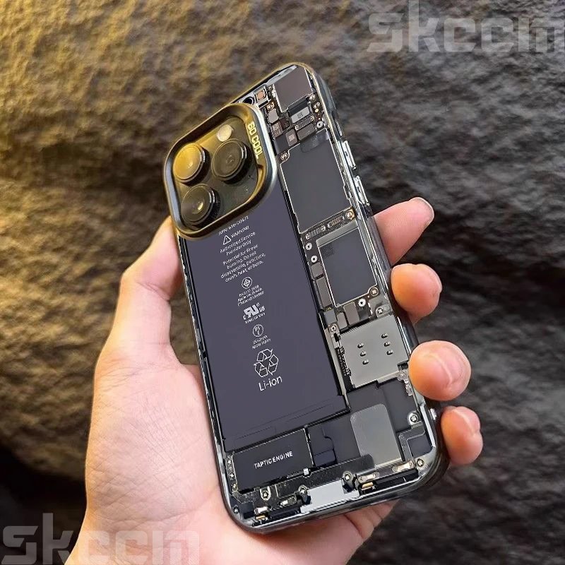 الإبداعية لوحة دوائر كهربائية نمط جراب هاتف آيفون 16 15 14 11 12 13 برو ماكس 7 8 زائد X XR XS الملونة الفضة الصلب غطاء