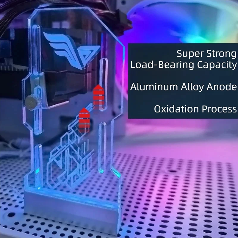 Desktop PC Case Stand Height-Adjustable Design Motherboard Fan ARGB Sync Supports Graphics Card to Prevent Bending Acrylic