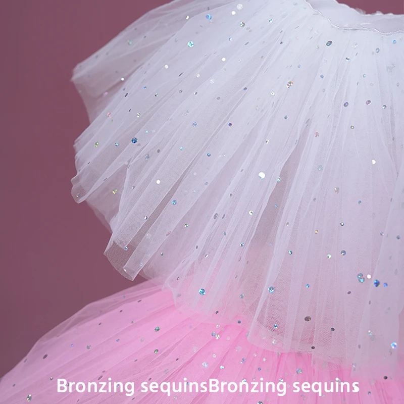 Jupe menstruelle de danse pour enfants, jupe tutu pour filles, jupe courte blanche, jupe de ballet à paillettes, haute qualité