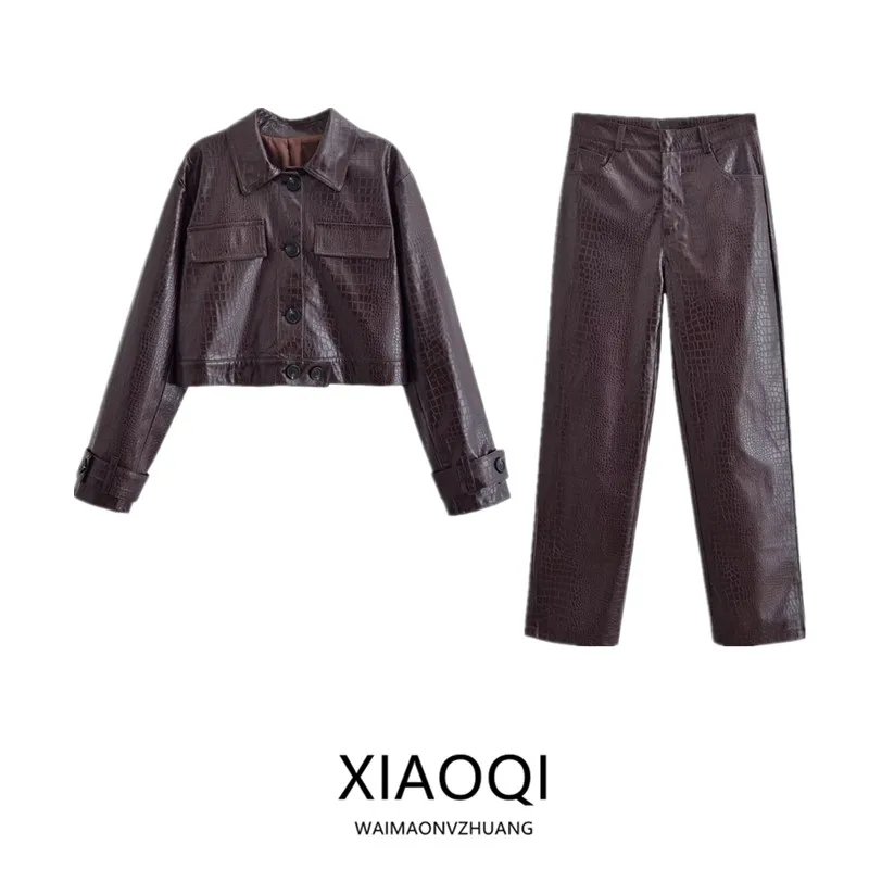 شتاء 2025 جديد إمرأة طويل Sve الحيوان منقوشة الجلود الاصطناعية معطف Jaet Sli ort ملابس خارجية للسيدات