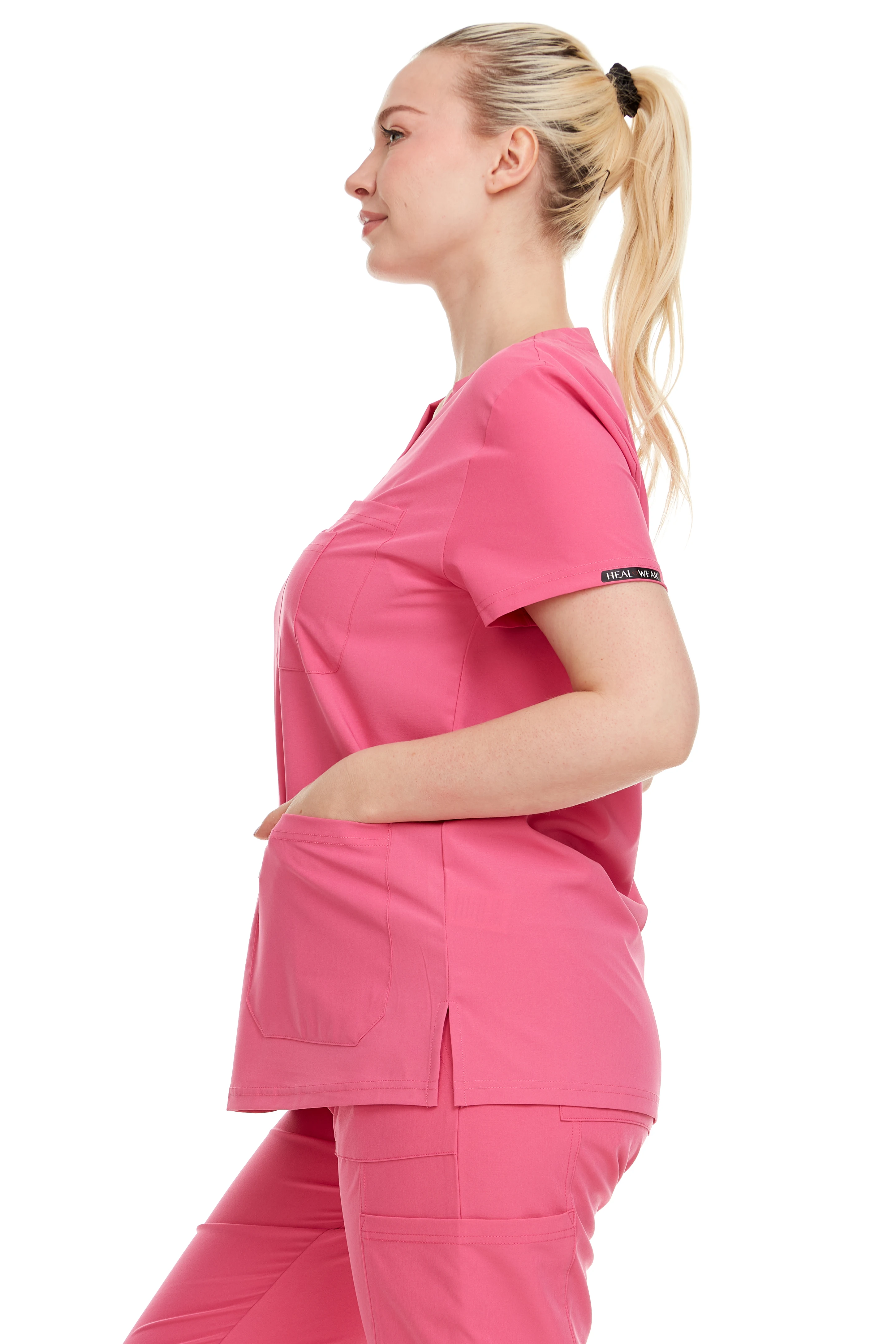 HEAL+WEAR V-Neck Women's Scrubs Multiple Convenient Pockets. 4-Way Stretch Spandex. Wrinkle-Resistant