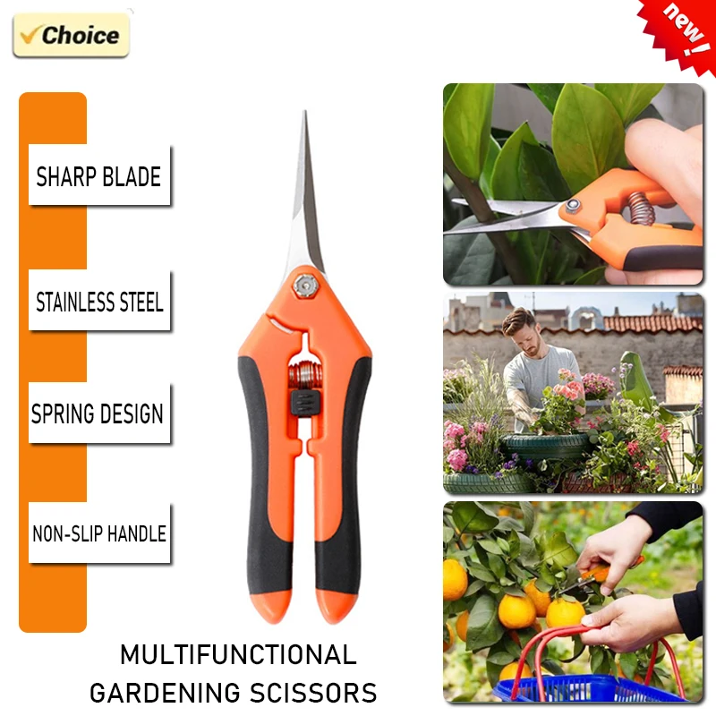 

1pcs Gardening Scissors Stainless Steel Garden Branch Pruning for Tree Shears Fruit Picking Scissor Weed Potted Flower Pruners