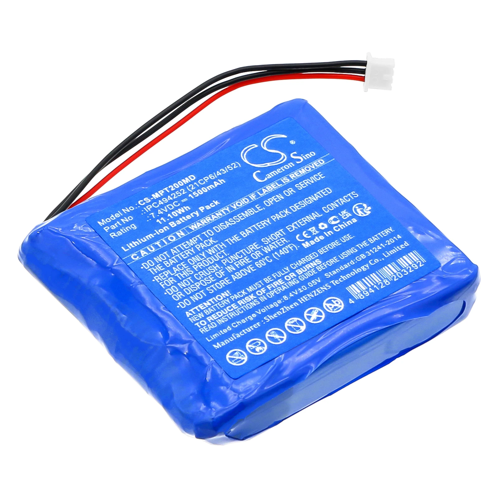 

Сменный аккумулятор CS для Medcaptain TP-20S IPC 494252 (21CP6/43/52) 1500 мАч / 11,10 Втч