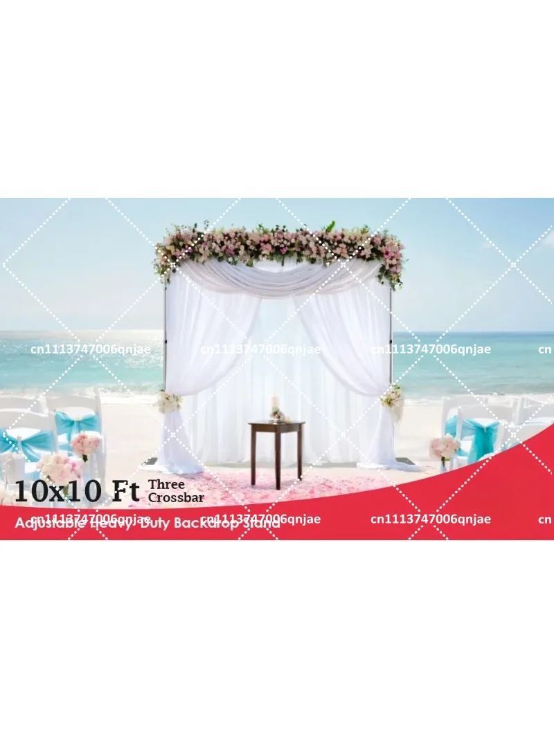 Heavy Duty 10x10ft Three Crossbar Pipe and Drape Backdrop Stand Kit, Adjustable Metal Frame for Events