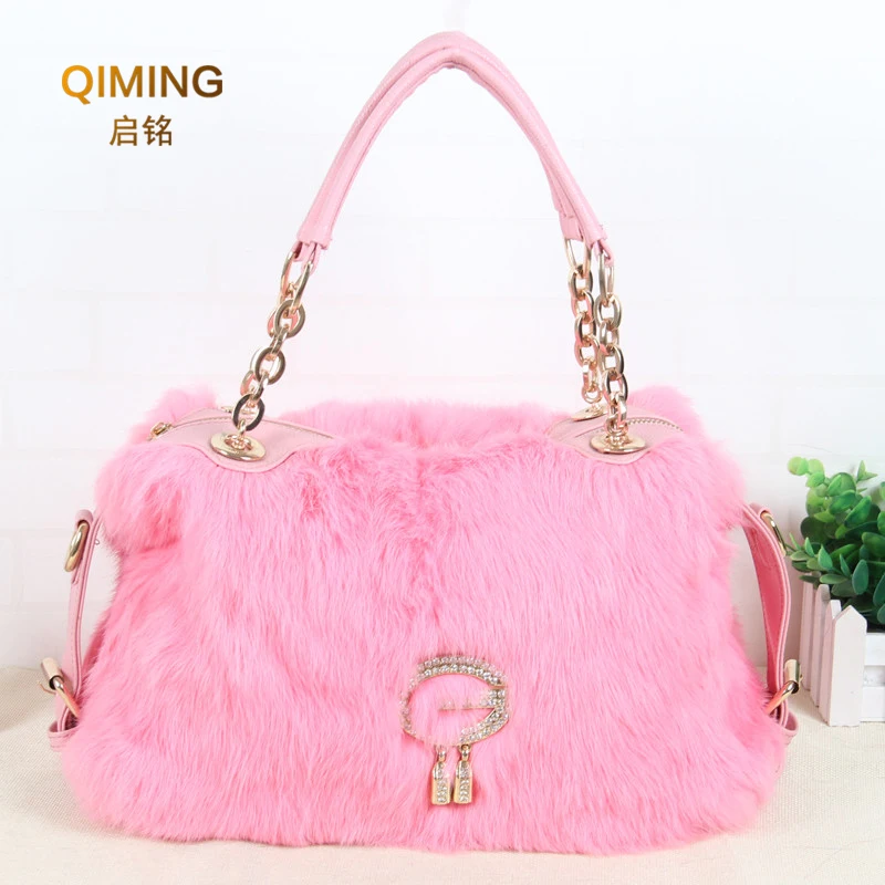 New Real Rabbit Women Bag Crossbody Bags For Designer Fur Bag Woman Shoulder Bag Ladies Chain Bag Fashion Luxury Handbag