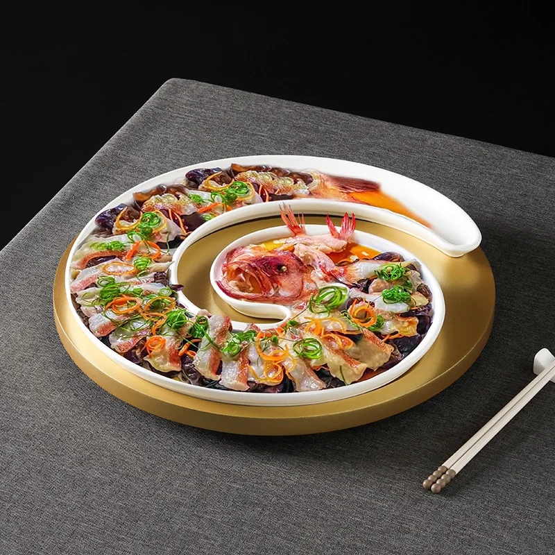 Hotel Creative Strip Arc Ceramic Plate Special Signature Dish Tableware