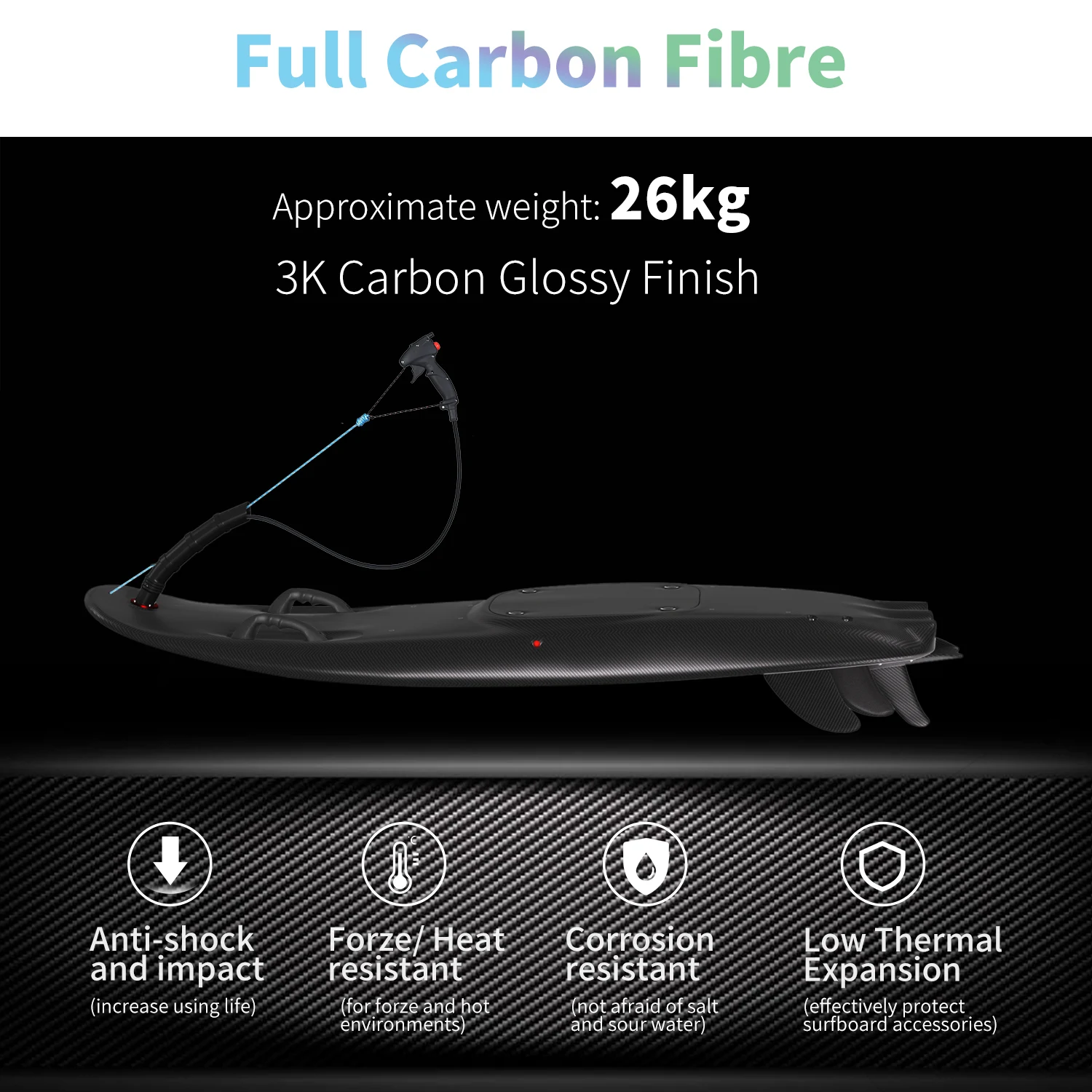 KOOTU Jet Surfboard Carbon Fiber Surfboard, Jet Fuel Surfboard, 109cc Gasoline Engine Light Weight Power Surfboard