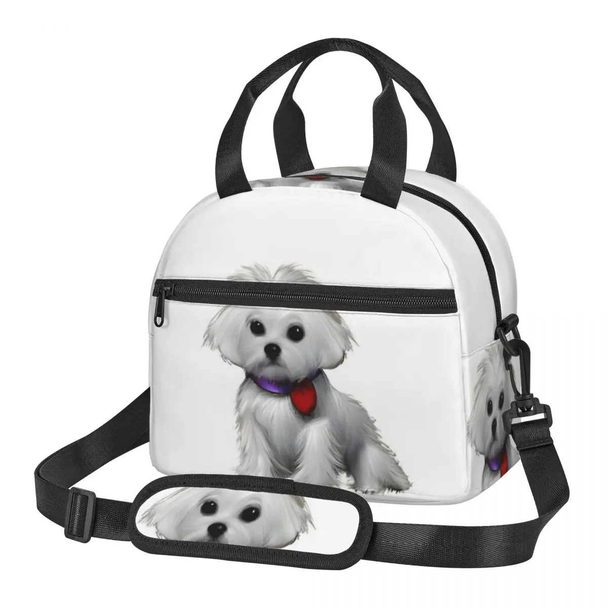 Cute Maltese Dog Lunch Bags Insulated Bento Box Leakproof Lunch Tote Picnic Bags Thermal Bag for Woman Office