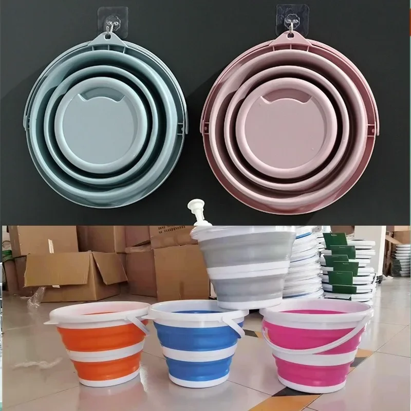 Silicone Bucket for Fishing Promotion Folding Bucket Car Wash Outdoor Fishing Supplies Square 10L Bathroom Kitchen Camp Bucket