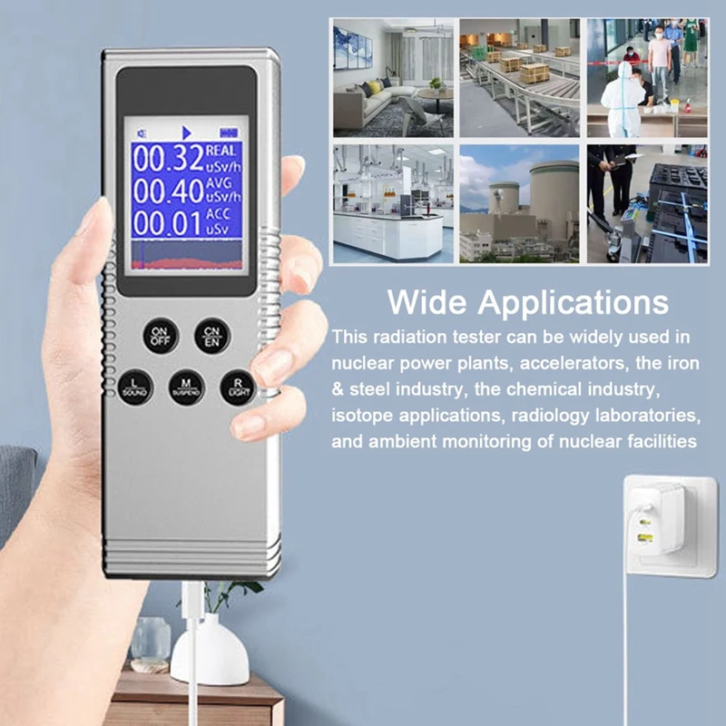 Handheld Nuclear Radiation Detector Household Laboratory Digital LCD Display Multi-Function Radioactive Geiger Counter