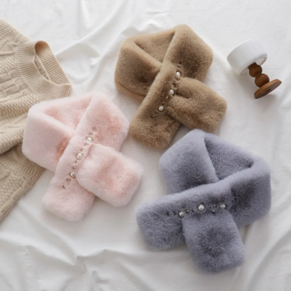 Fashion Neck Warmer Winter Scarf Keep Warm Thicken Plush Scarfs Solid Color Cross Collar Scarf Winter