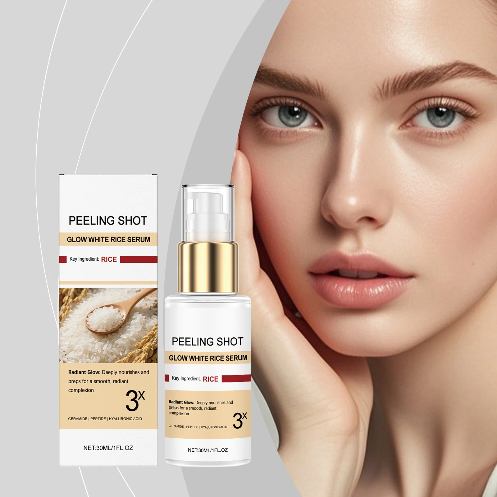 

Rice Bran Water Brightening Facial Essence Improve Dullness Even Skin Tone Maintain Skin Elasticity Moisturize Repair Skin Serum