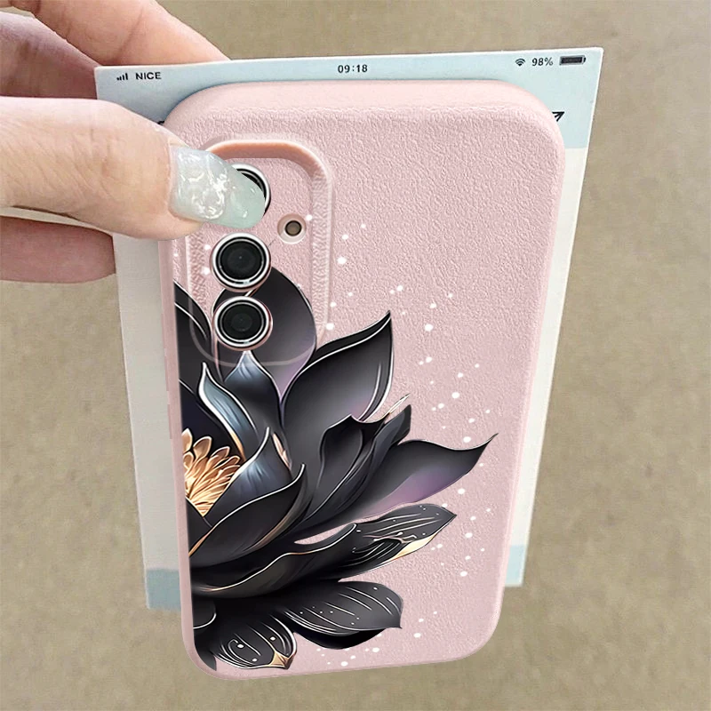 Hülle für Samsung Galaxy S25 Edge S24 FE S23 S22 Ultra A56 A36 A26 A55 A16 A15 A54 A14 5G Black Rose Lotus Flower TPU Handyhülle