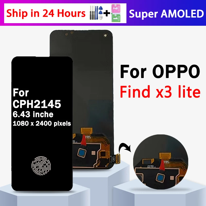 Super AMOLED X3Lite Display Screen For OPPO Find X3 Lite CPH2145 LCD Display Touch Panel Screen Digitizer Assembly