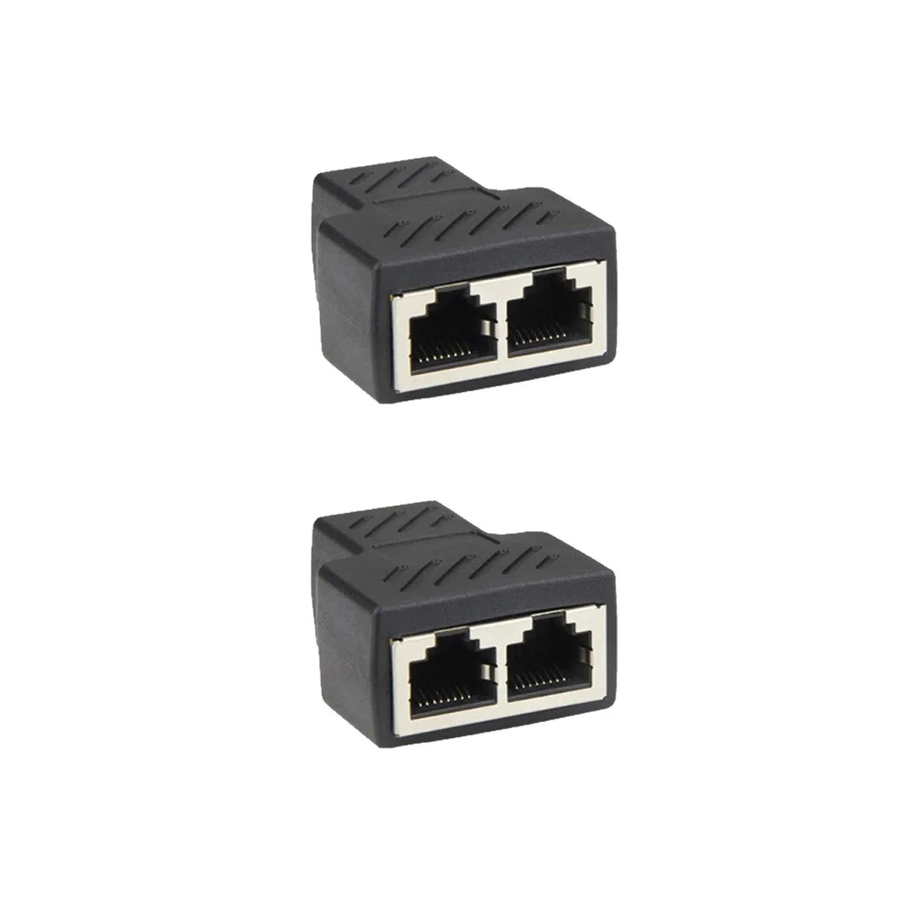 2 uds conector de Cable de red conector divisor conector de red negro conector de red doméstico conector práctico