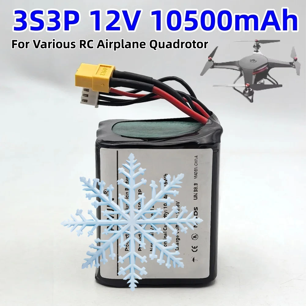 

12V 10500mAh Li-ion 3S3P Battery for Parrot Disco Various RC Airplane Quadrotor 12.6V High Capacity UAV