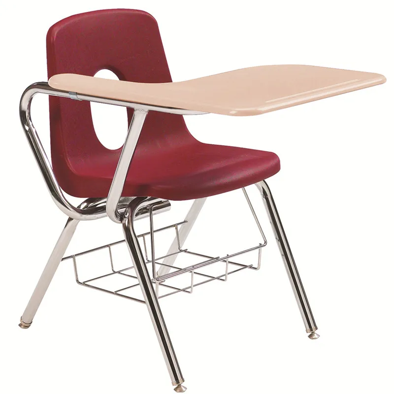 

School Tablet Arm Chair Desks with Book Rack Wood Modern Steel Tube Comfortable School Furniture Used School Chairs for Sale