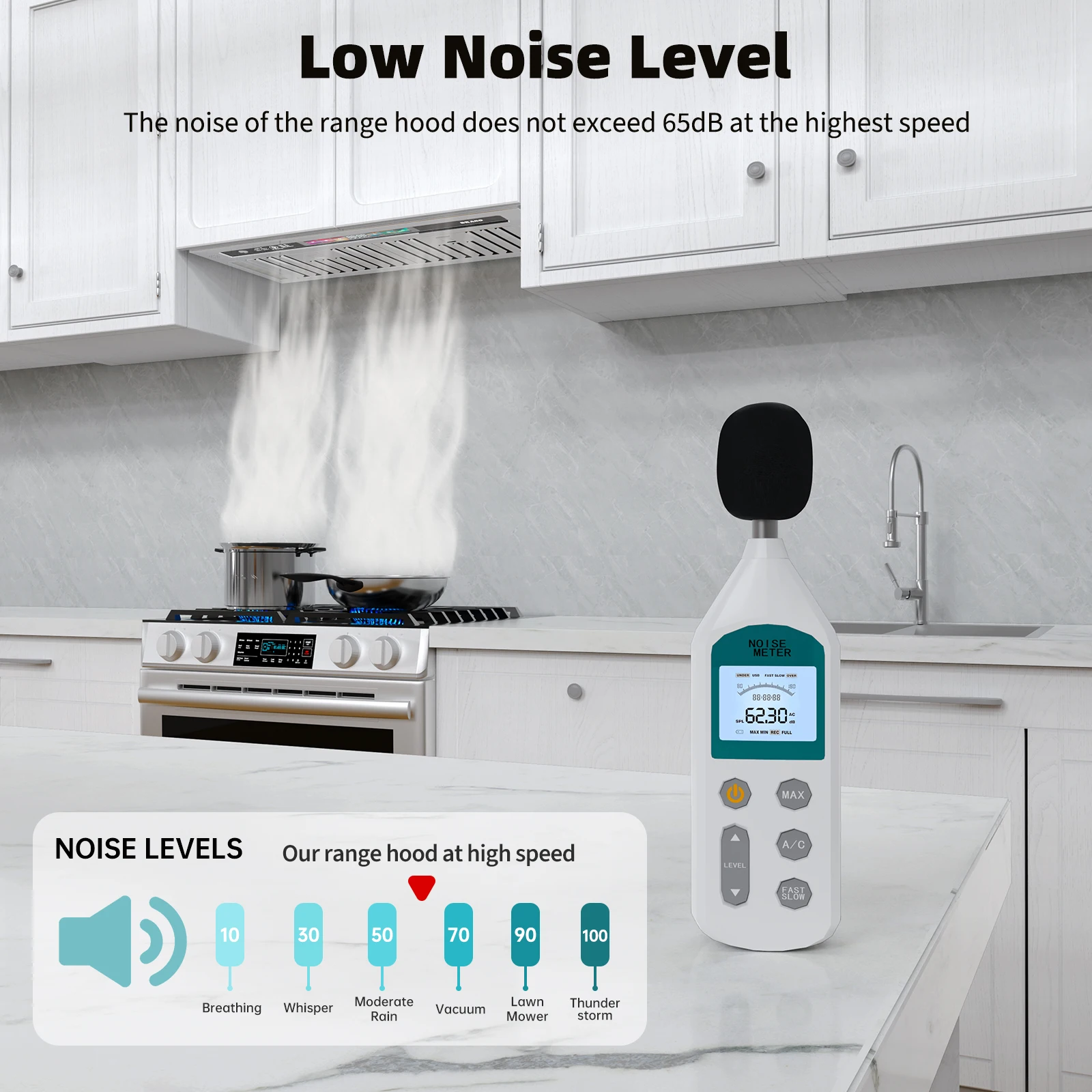 Stock Range Hood Intelligent Control 4-speed Exhaust Fan Charcoal Filter Range Hood Stainless Steel Kitchen Range Hood