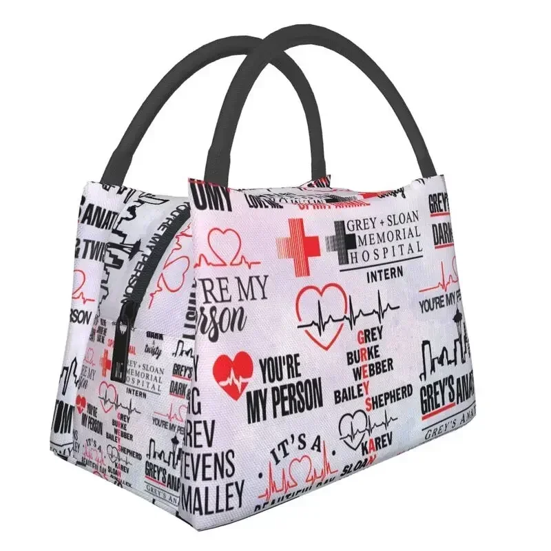 

Custom Grey's Anatomy Lunch Bag Men Women Warm Cooler Insulated Lunch Boxes for Office Travel tote with lunch bag