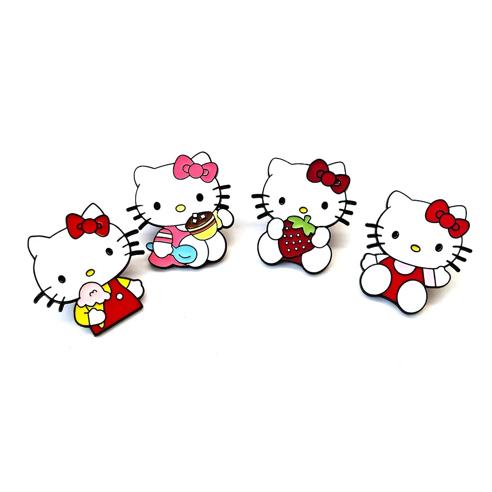 Q-version KT Cute Retro Badge Cartoon Hello Kitty Brooch Sanrio Hello Kitty Brooch Bag Decoration Y2k Fashion Toys Anime Cartoon