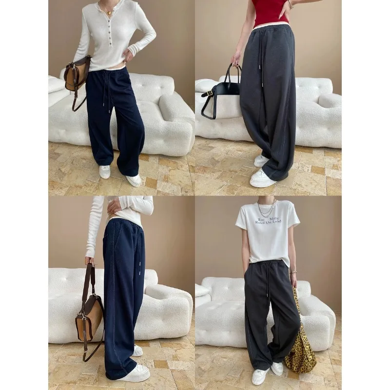Pant Women Wide Leg Long Pants High Waist Straight Trousers Streetwear Elegant Tracksuit Thick Work Casual Capris Autumn Winter