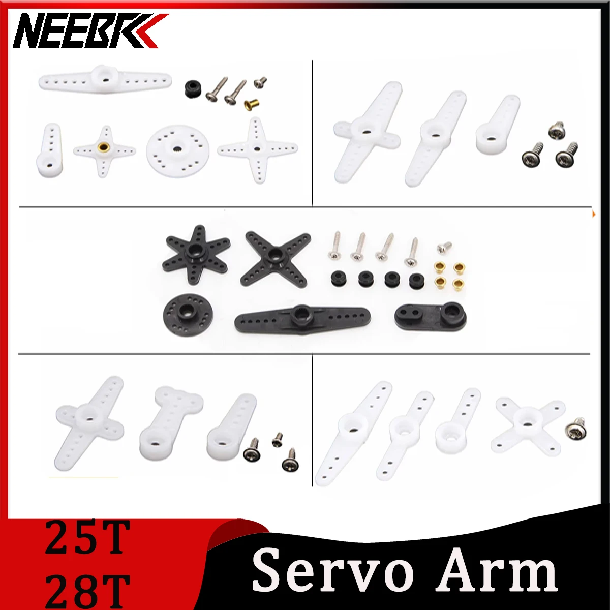 DSpower 25T 28T RC Servo Arm Double Head Round Type Steering Gear Accessories Set for RC Car Drone Plane Model RC Crawler Parts