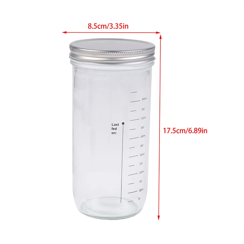 600ML Sourdough Starter Jar Kit Clear Glass Sourdough Starter Container Wide Mouth Sourdough Starter Cup For Bread Baking