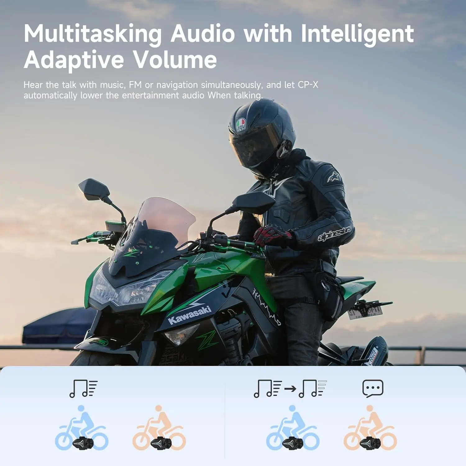 Moman Motorcycle Bluetooth Helmet Headset Intercom 1000mAh MOTO Communicator 2000m Interphone for 24 Riders IP65 Waterproof