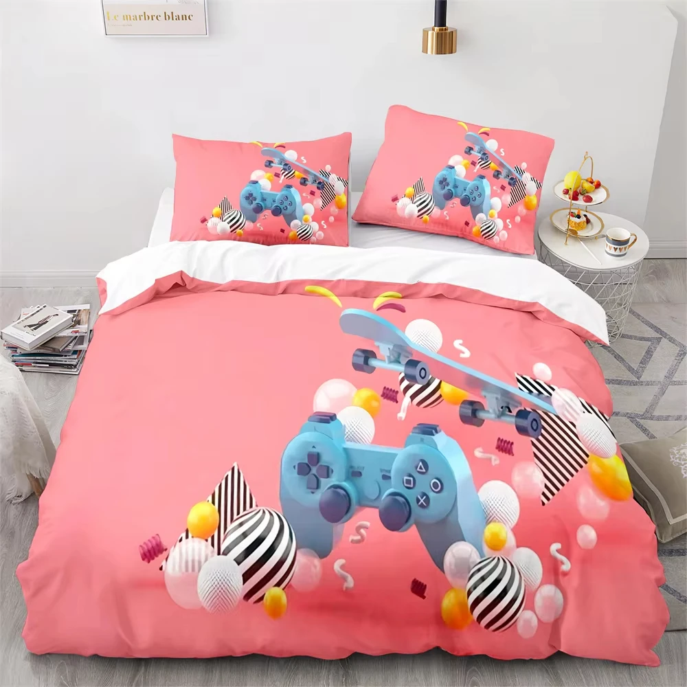 Teens Gamepad Duvet Cover Modern Gamer Comforter Cover Twin Full Queen Size for Boys Children Video Game Controller Bedding Set