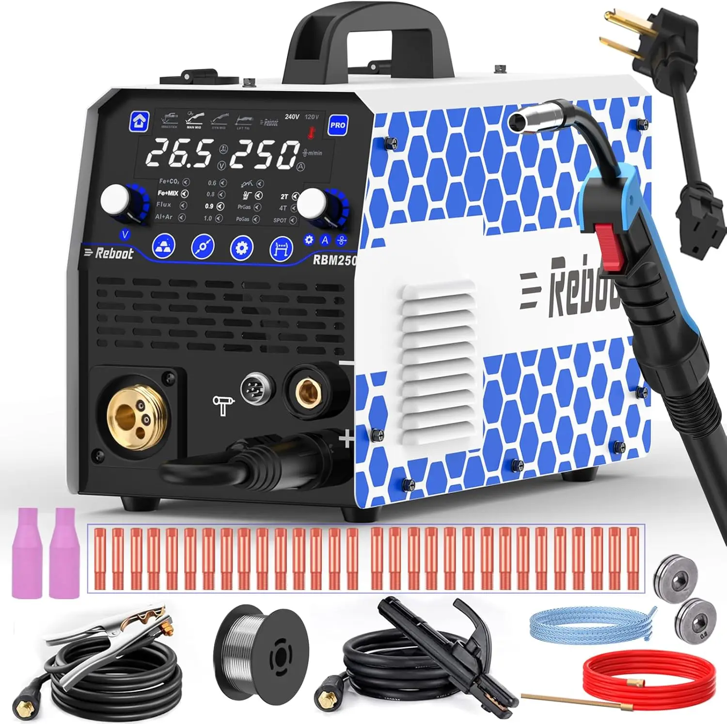 

MIG Welder Lift TIG Stick Spot Spool Gun Welder Dual Voltage Multiprocess Aluminum Welding Machine