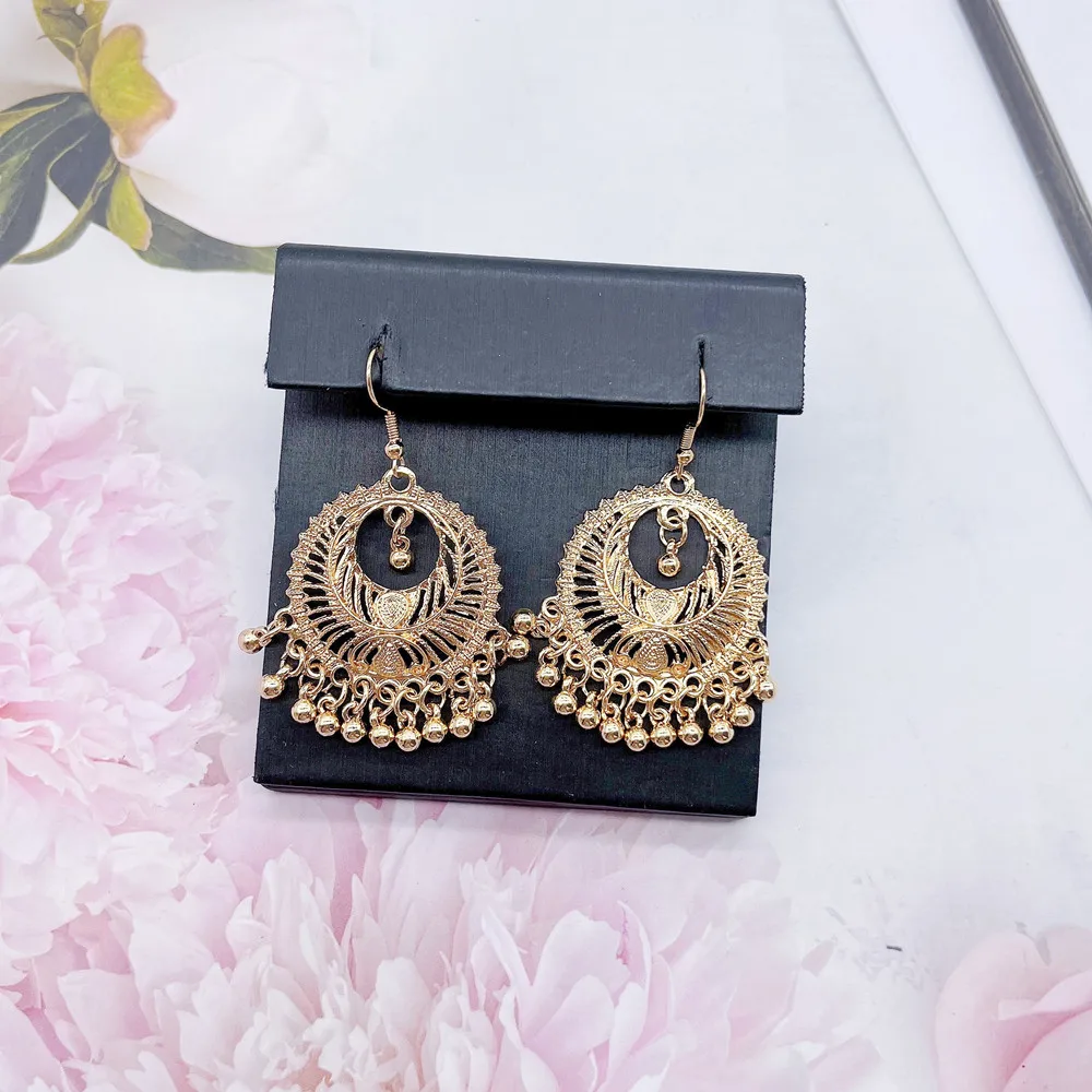 Neovisson Luxury Indian Golden Drop Earrings For Aristocratic Women Fashion Morocco Wedding Jewelry Handmade Bride Gift 2022