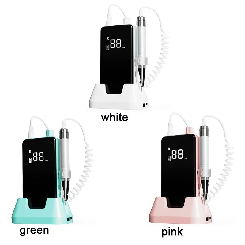 Taladro para limar uñas, portátil, recargable, sin escobillas, 40000rpm, fuerte, eléctrico, diseño de Gel Efile, suministro de pedicura y manicura