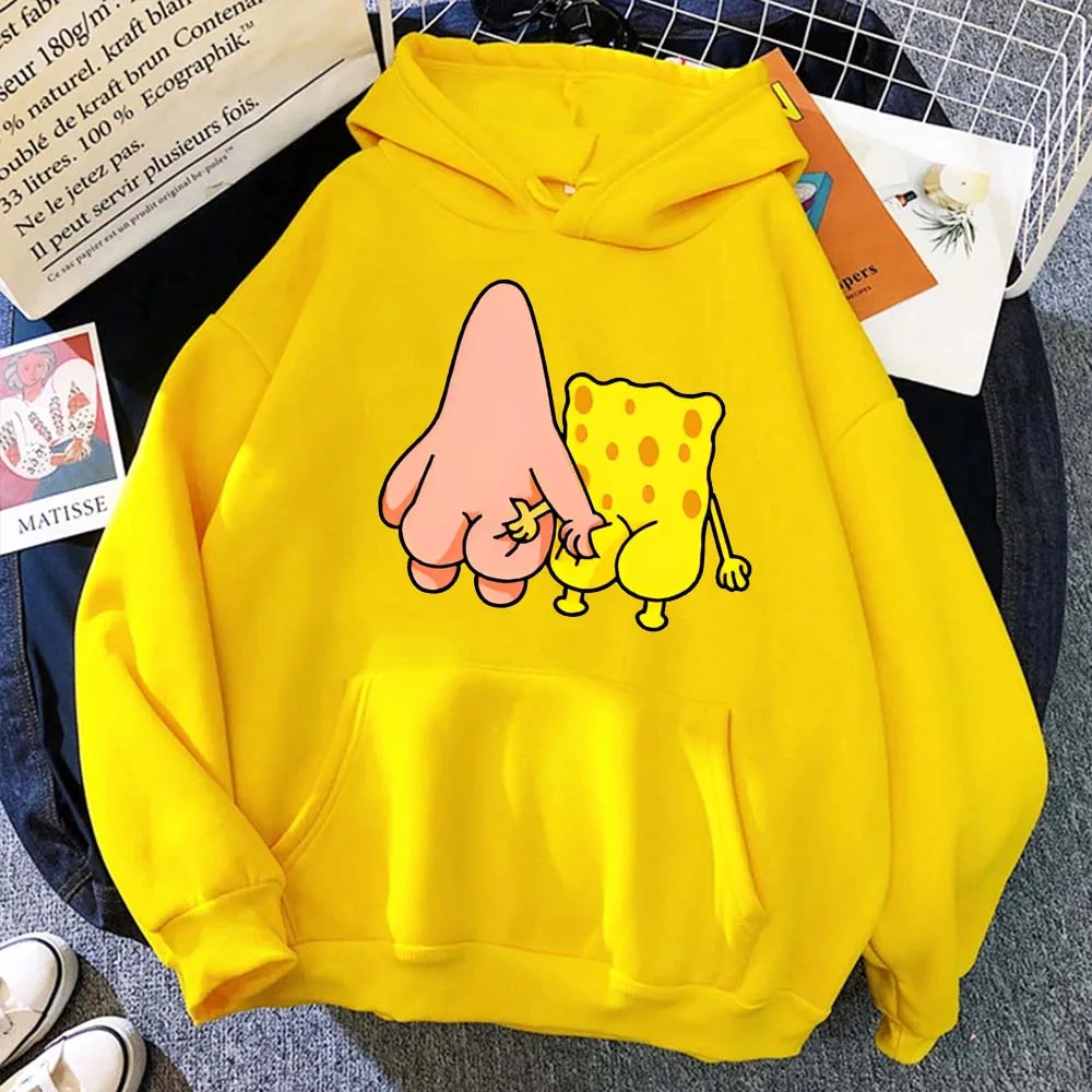 2026 New Fun SpongeBob SquarePants And Patrick Star Men's Fashion Sports Couple Style Plus Big Hoodie